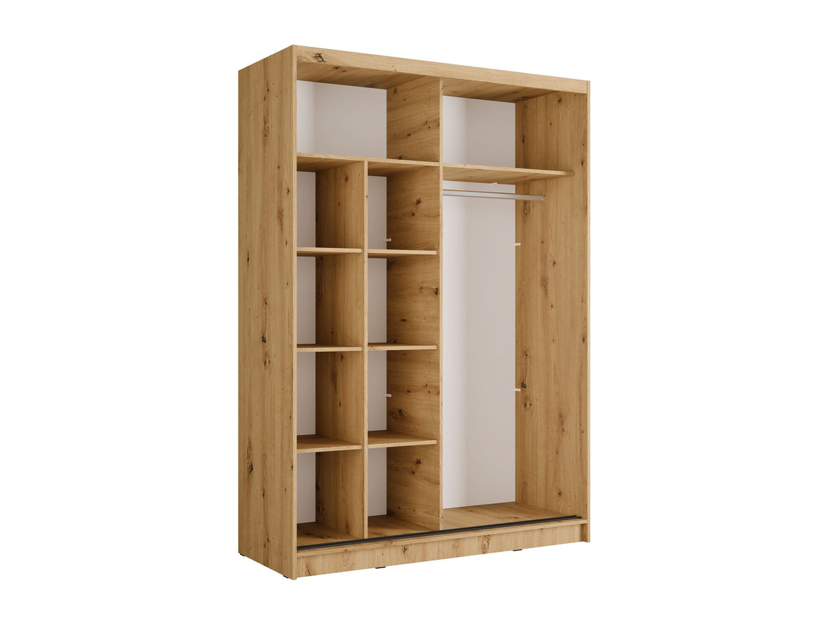 Szafa przesuwna LINEA 150 cm dąb artisan z lustrem i lamelami, ujęcie 4
