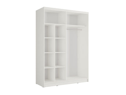 Szafa przesuwna LINEA 150 cm biała z lustrem i lamelami, ujęcie 4