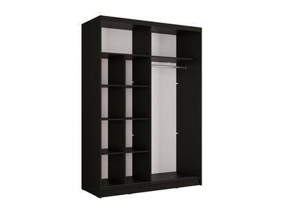 Szafa przesuwna LINEA 150 cm czarna z lustrem i lamelami, ujęcie 4