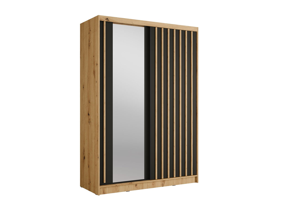Szafa przesuwna LINEA 150 cm dąb artisan z lustrem i lamelami, ujęcie 2