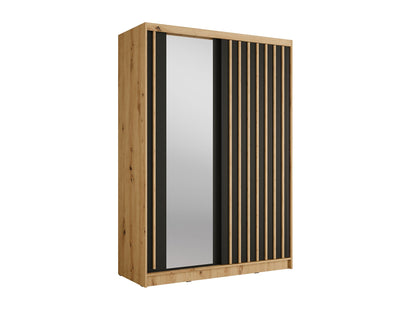 Szafa przesuwna LINEA 150 cm dąb artisan z lustrem i lamelami, ujęcie 2