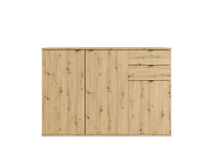 Komoda MODO 120 cm dąb artisan z szufladami, widok z przodu