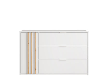 Biała komoda BIANCA 125 cm z lamelami w kolorze dąb artisan, ujęcie 2