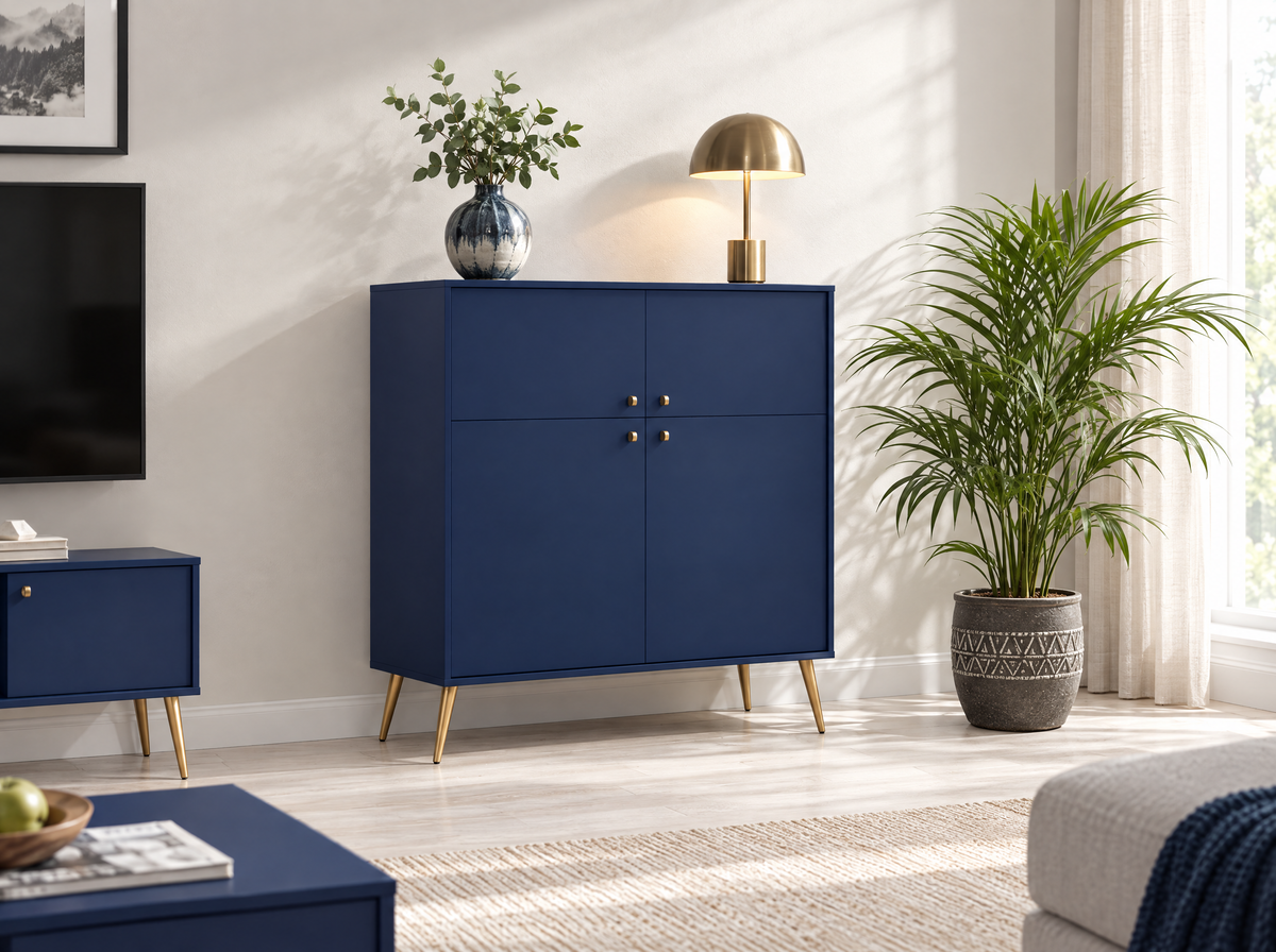 Granatowy kredens LAGUNA 105 cm w salonie
