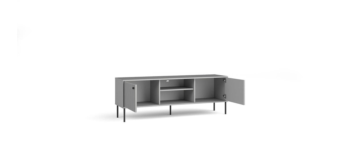Szafka RTV SORA 156 cm szara ryflowana pod TV 65 cali