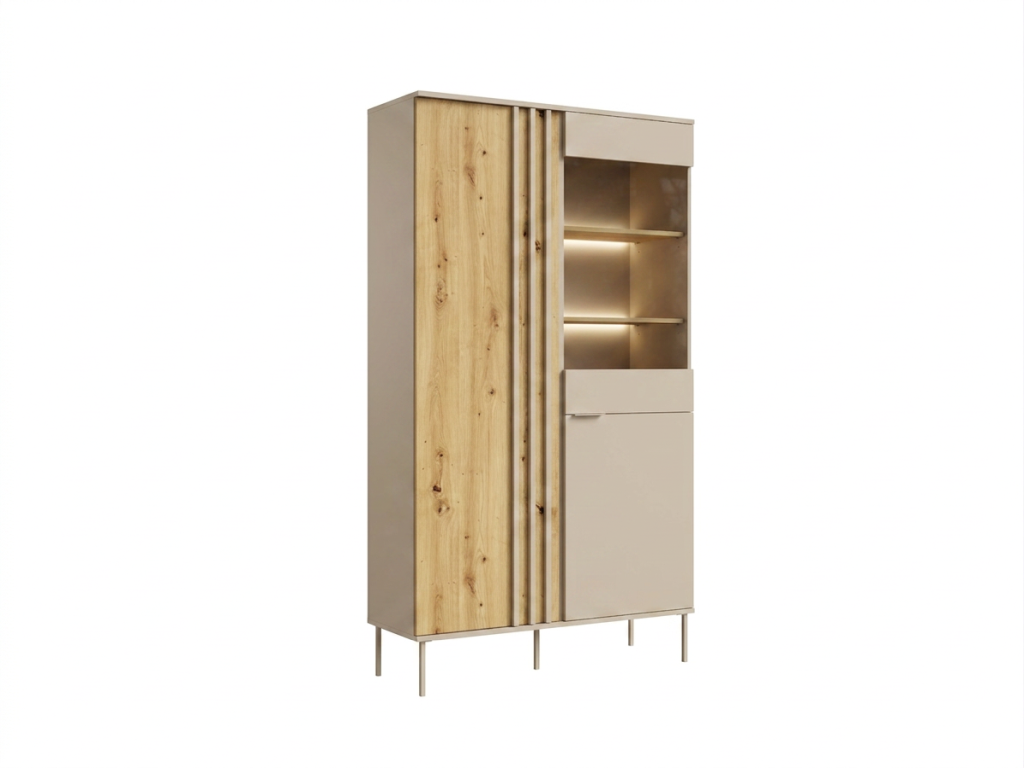 Witryna LATTE 110 cm z włączonym oświetleniem LED