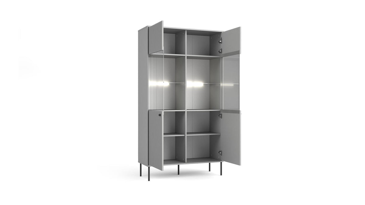 Witryna SORA 105 cm szara z otwartymi drzwiami
