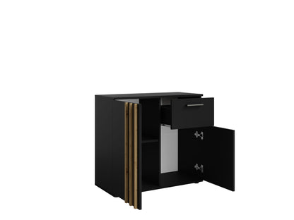 Komoda PURO 80 cm, czarna, lamelowy front, ujęcie 3