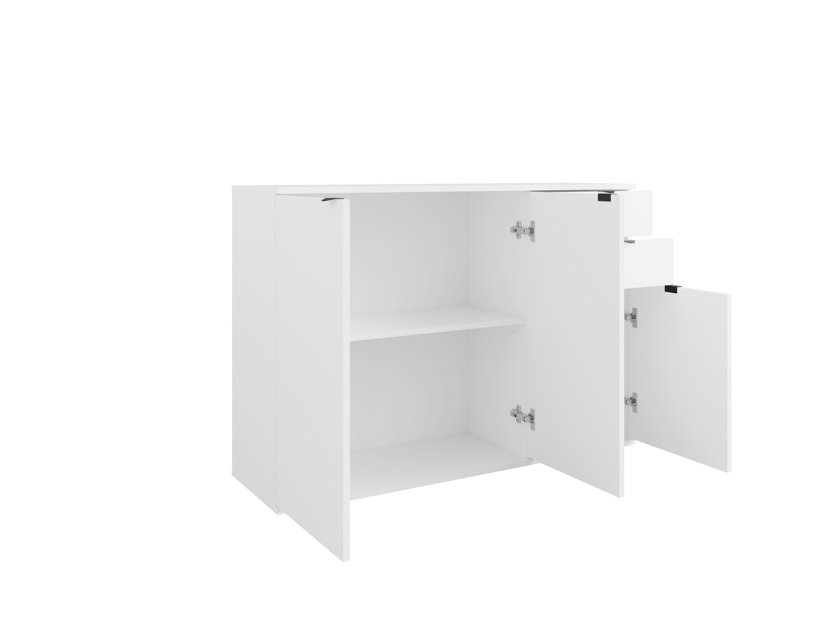 Komoda MODO 120 cm biała, 3 drzwi i 2 ciche szuflady, ujęcie 3