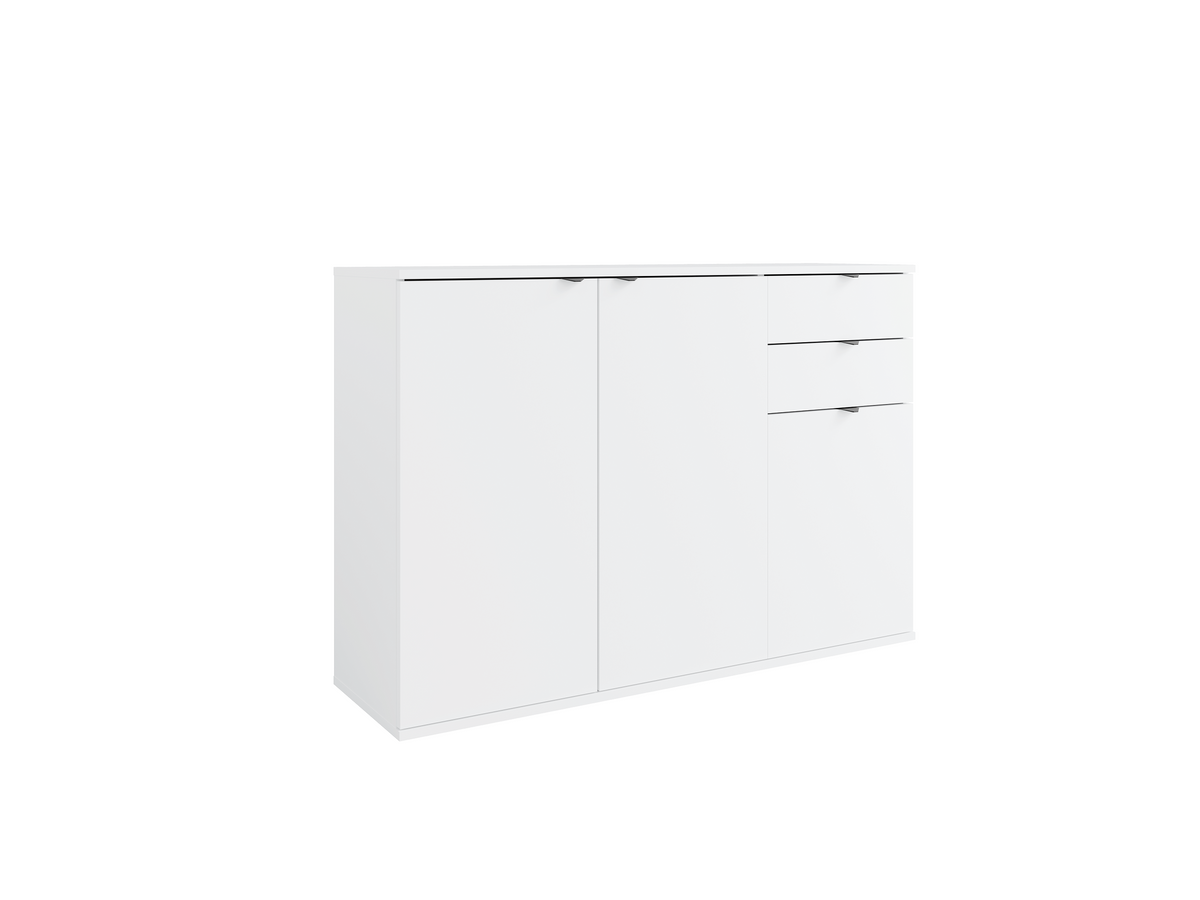 Komoda MODO 120 cm biała, 3 drzwi i 2 ciche szuflady, funkcjonalność