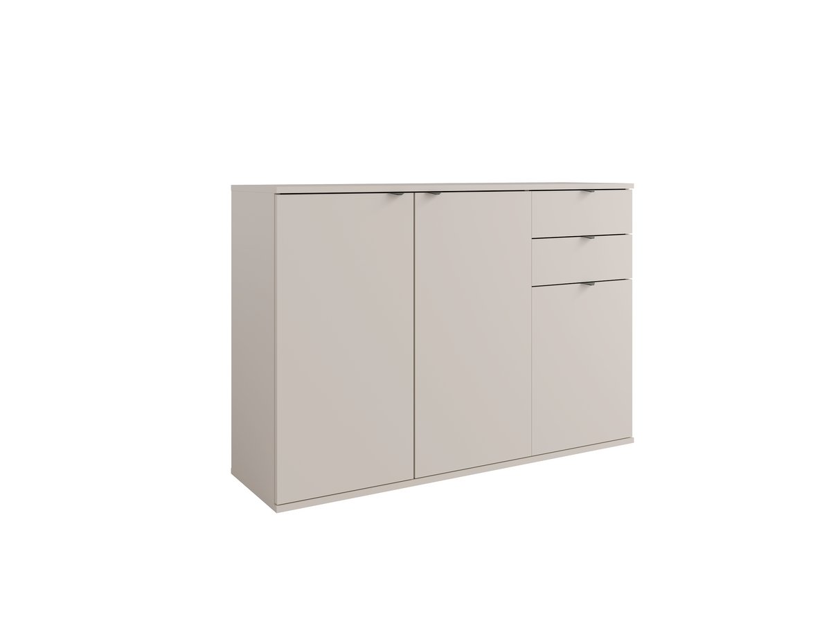 Komoda MODO 120 cm beżowa, 3 drzwi i 2 ciche szuflady, ujęcie 2