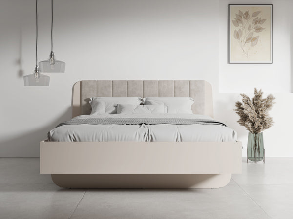 Łóżko TERRA 81 beżowe wzmocnione z ramą 190 × 206 cm