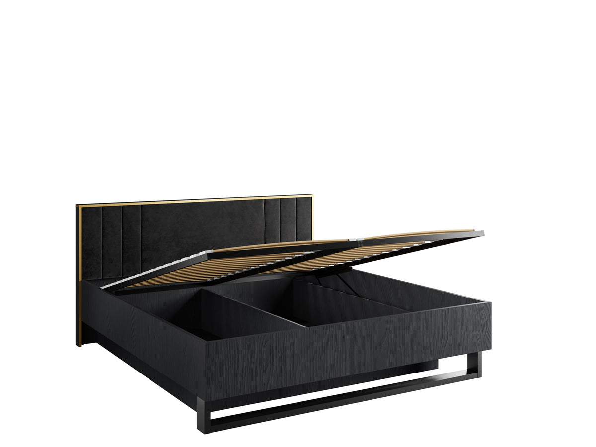 Łóżko AURO II 82 pod materac 180 cm czarne wzmocnione