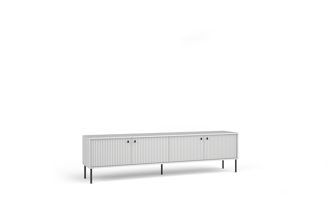 Szafka RTV SORA 207 cm szara ryflowana pod TV 75 cali