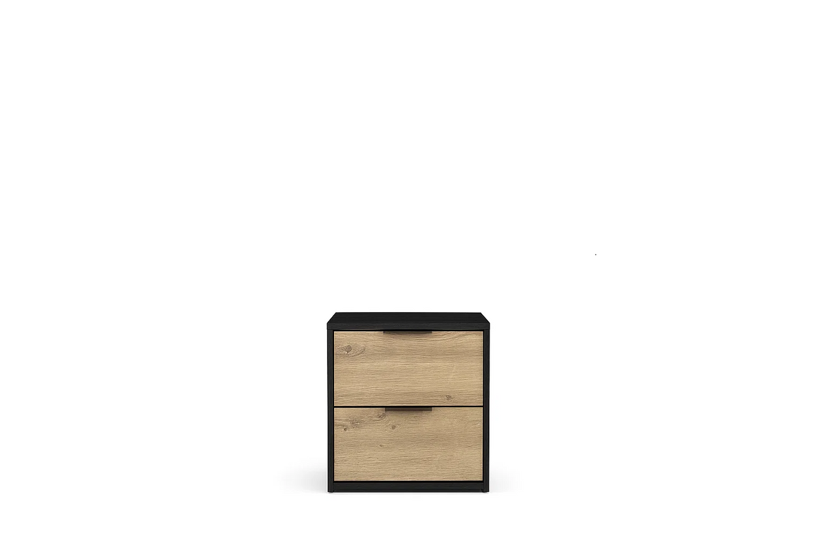 Komplet dwóch czarnych szafek nocnych NERO z dębem artisan