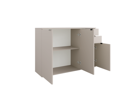 Komoda MODO 120 cm beżowa, 3 drzwi i 2 ciche szuflady, ujęcie 4