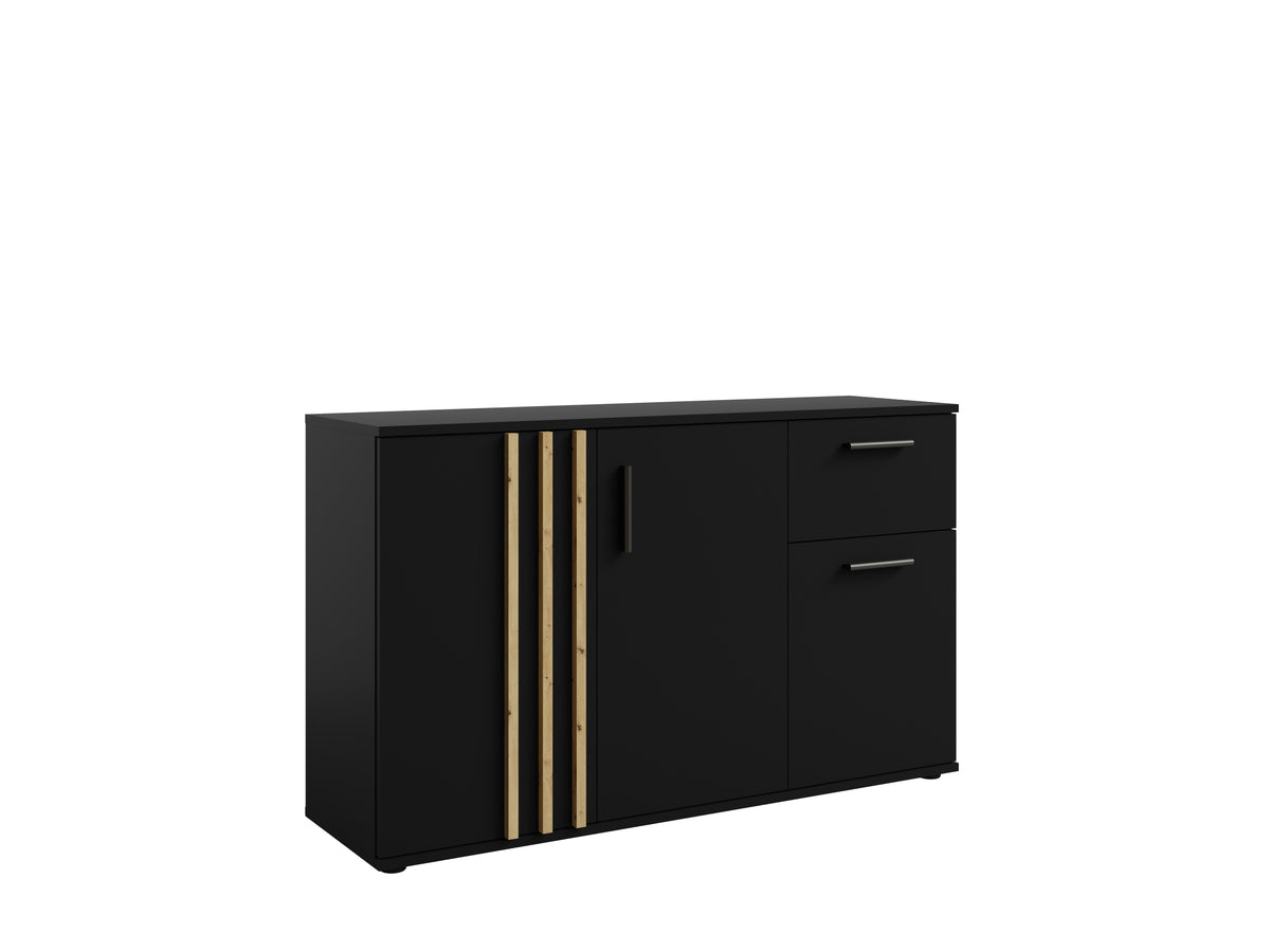 Komoda PURO 120 cm, czarna, lamelowy front, ujęcie 2