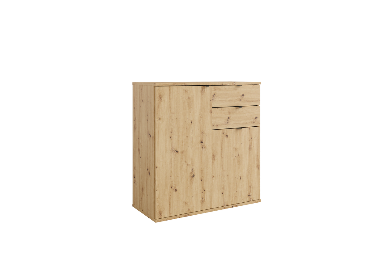 Komoda MODO 80 cm w dekorze dębu artisan, drzwi i 2 ciche szuflady, ujęcie 2