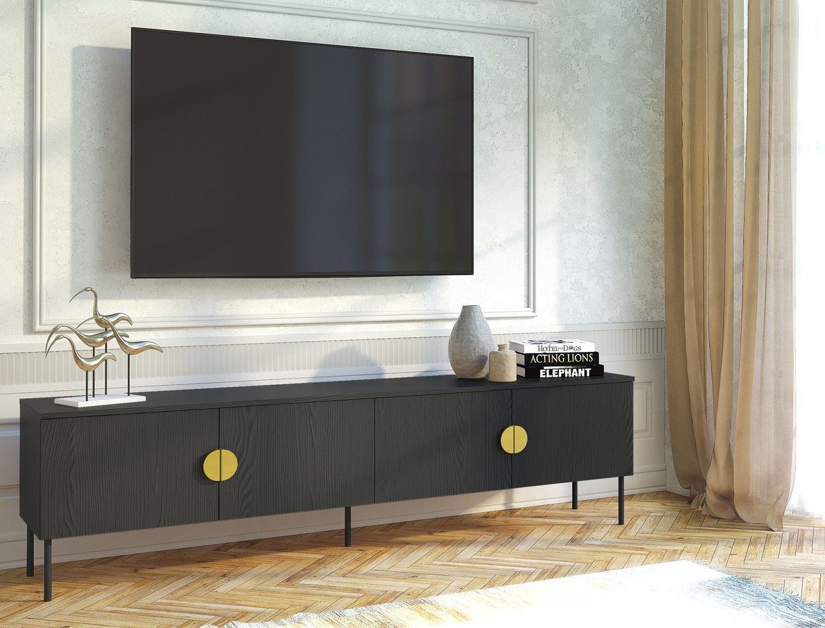 Szafka RTV AURO 200 cm czarna pod TV 75 cali