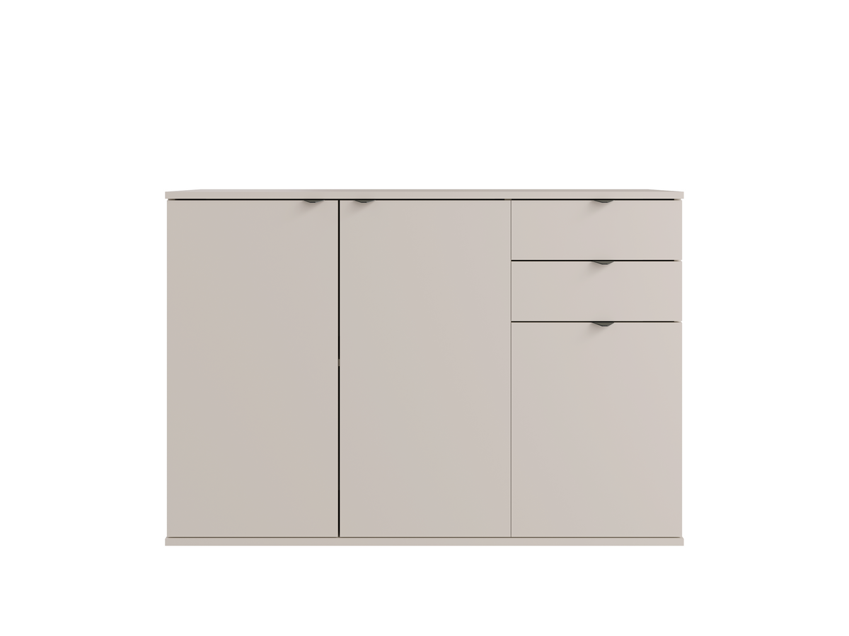Komoda MODO 120 cm beżowa, 3 drzwi i 2 ciche szuflady, funkcjonalność