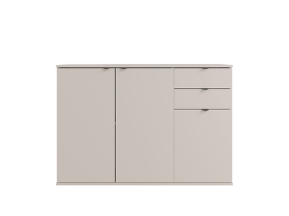 Komoda MODO 120 cm beżowa, 3 drzwi i 2 ciche szuflady, ujęcie 3