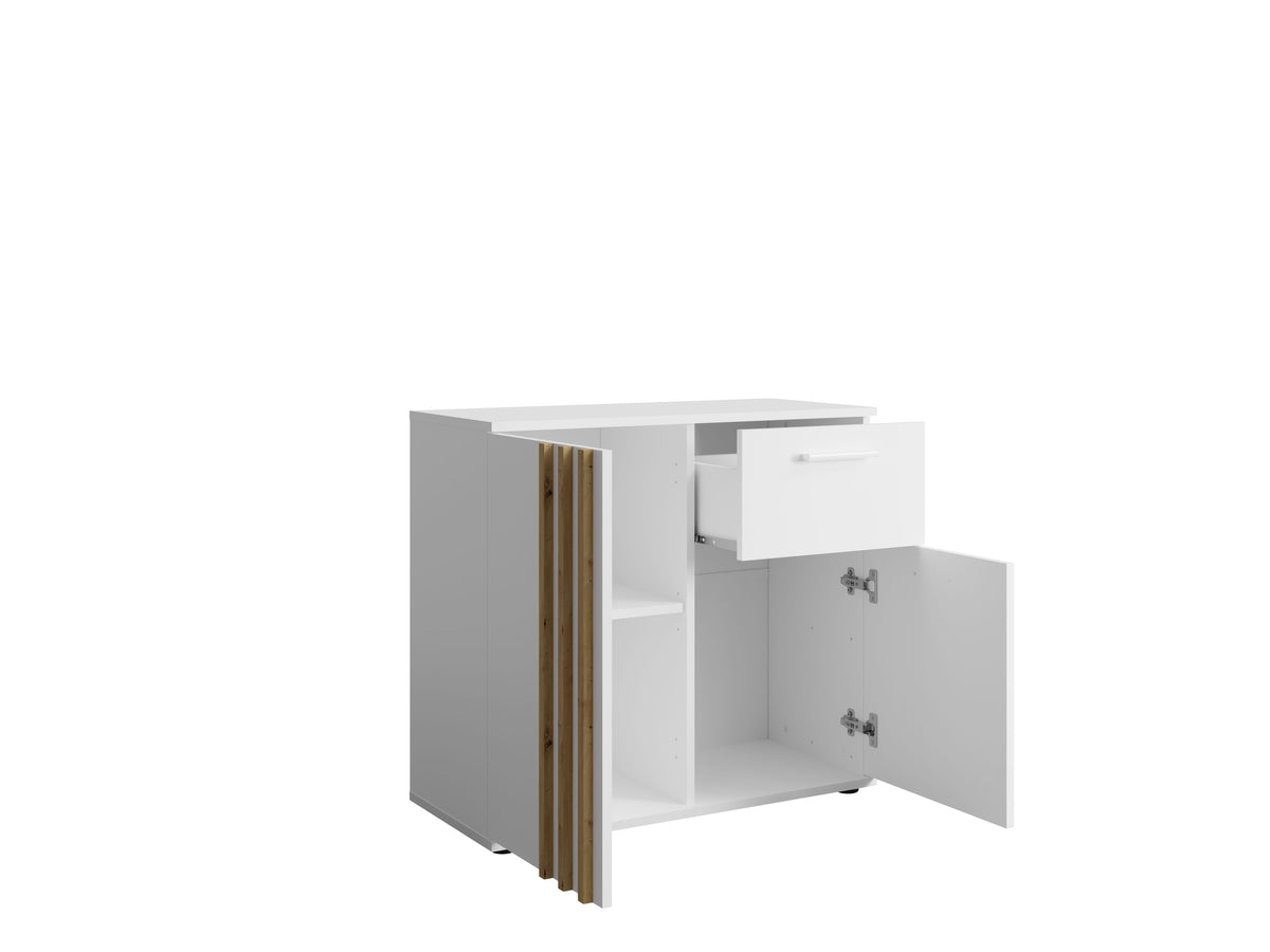 Komoda PURO 80 cm, biała, lamelowy front, ujęcie 2