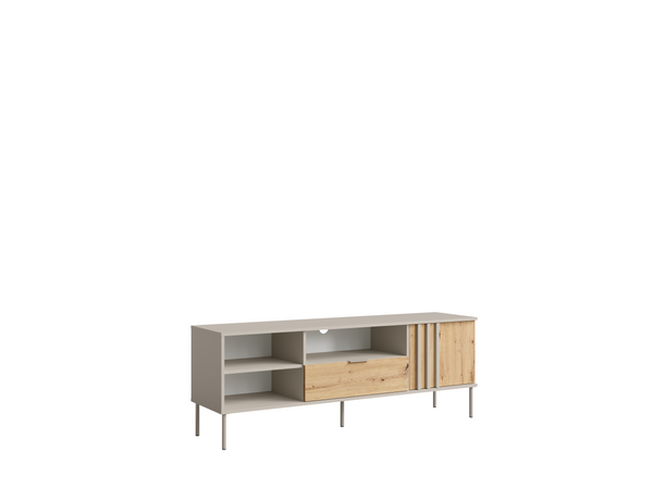 Szafka RTV LATTE 160 cm beżowa z dębem artisan, widok 2