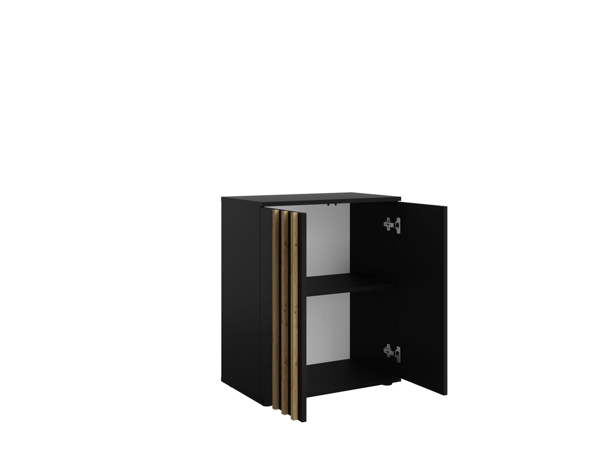 Komoda PURO 60 cm, czarna, lamelowy front, ujęcie 2