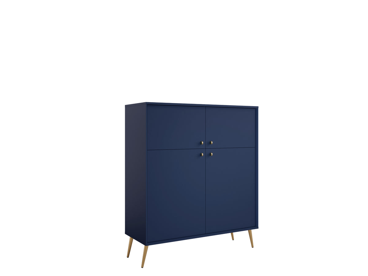 Niebieski kredens LAGUNA 105 cm ze złotymi uchwytami