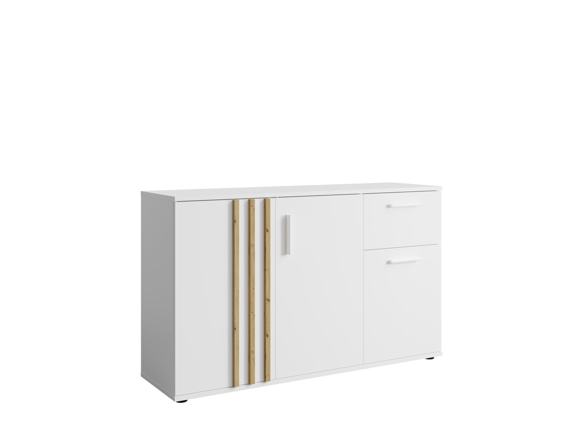 Komoda PURO 120 cm, biała, lamelowy front, ujęcie 2