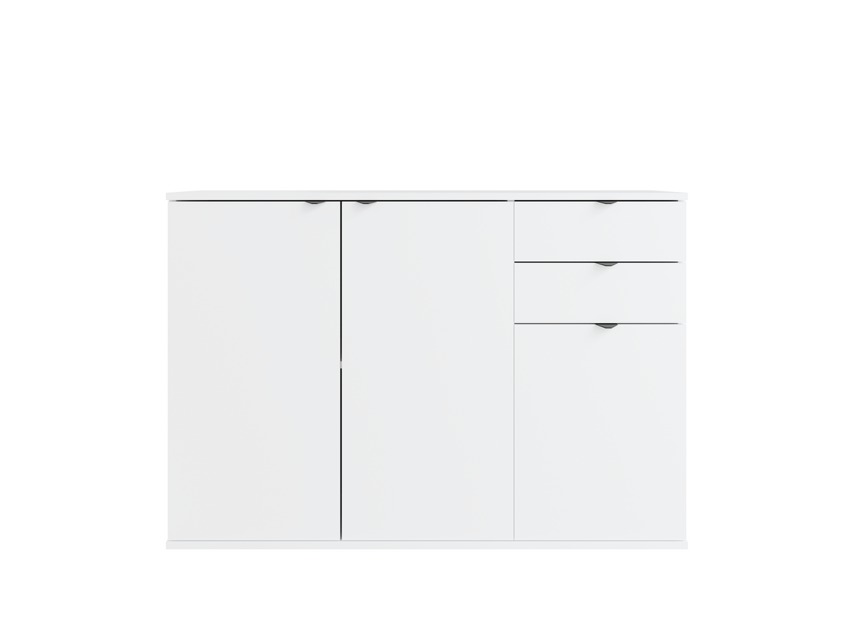 Komoda MODO 120 cm biała, 3 drzwi i 2 ciche szuflady, ujęcie 2