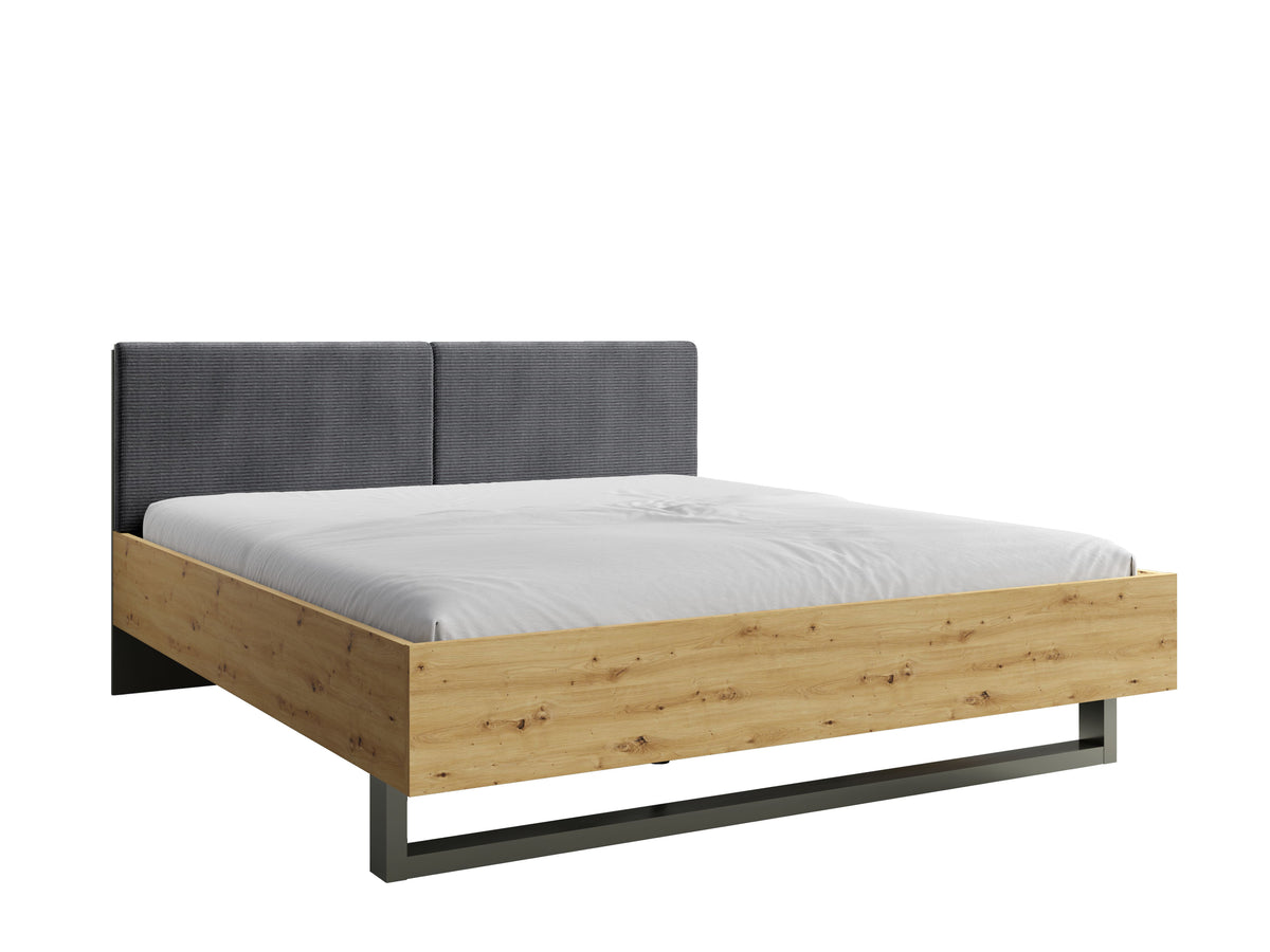 Grafitowe łóżko OMBRA pod materac 160 cm z tapicerowanym zagłówkiem, ujęcie 2
