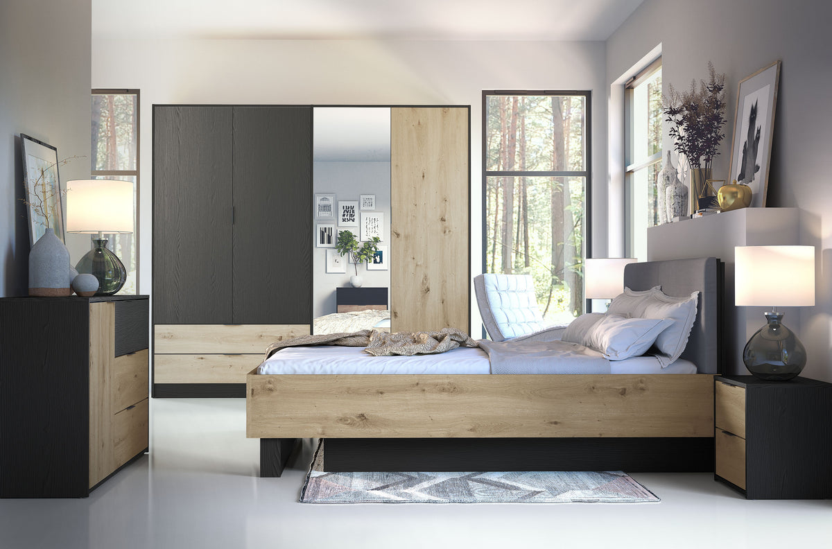 Czarne łóżko NERO 81 pod materac 160 cm, wzmocniona konstrukcja